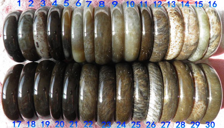 413组和田玉手镯颜色宽度对比图